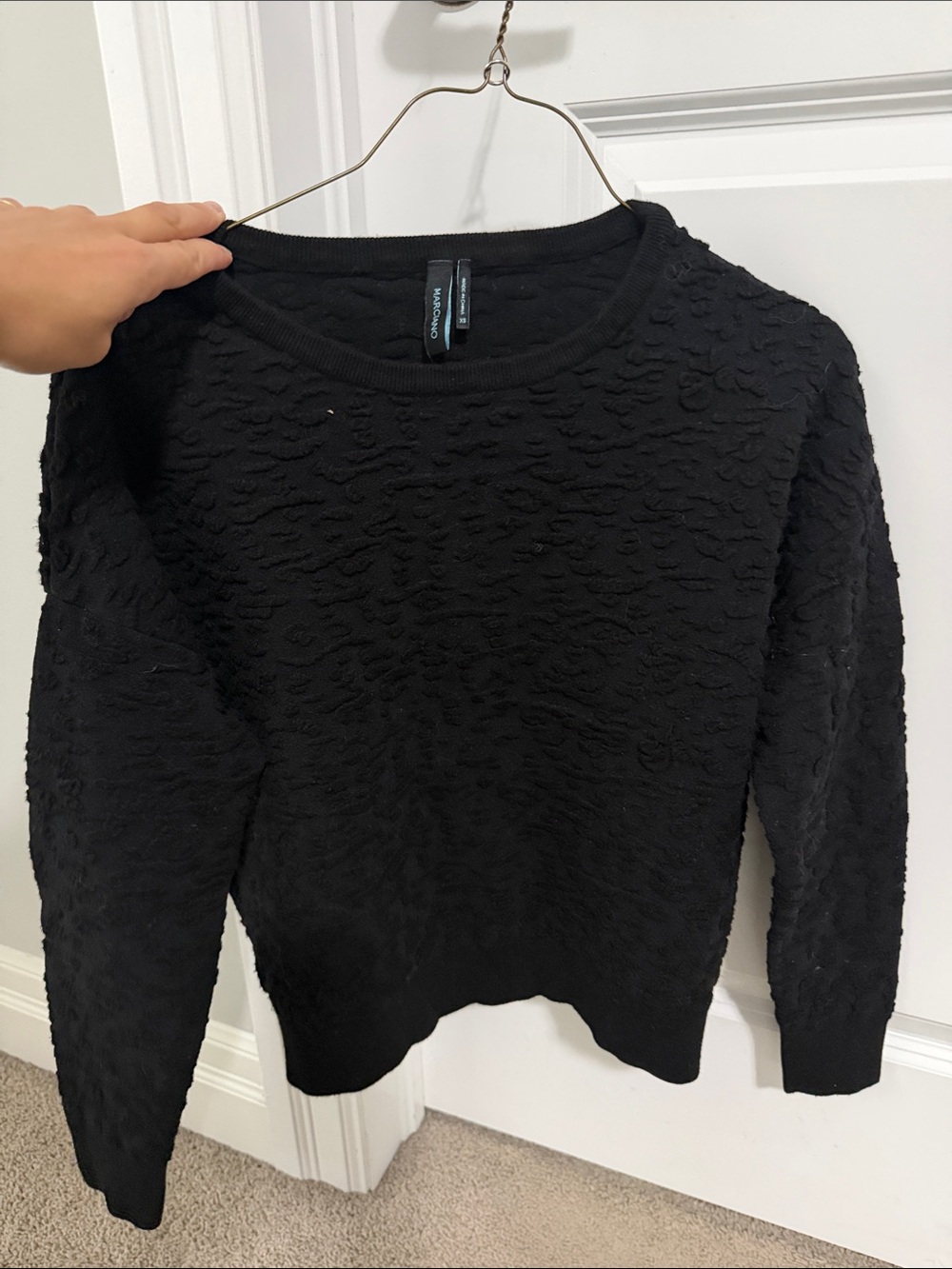 Marciano Black Textured Crewneck Sweater